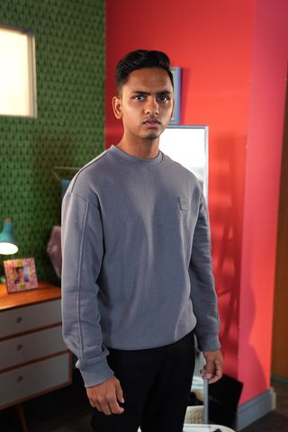 Imran Maalik has an accident at work in Hollyoaks.