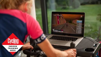 Image shows a rider cycling on Zwift.