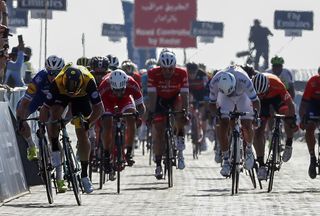 The finish of stage a 1 at the Dubai Tour