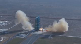 A Long March 2F/G rocket launches the uncrewed Shenzhou 22 mission to the Tiangong space station on Nov. 24, 2025.
