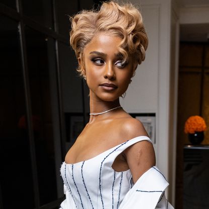 Tyla at The Mark Hotel before the 2025 Met Gala: "Superfine: Tailoring Black Style" held at the Metropolitan Museum of Art on May 5, 2025 in New York, New York. (Photo by Masato Onada/WWD via Getty Images)