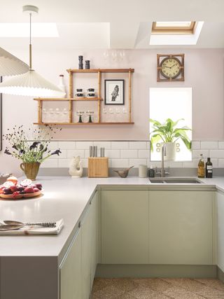 kitchen color schemes pale pink and sage green