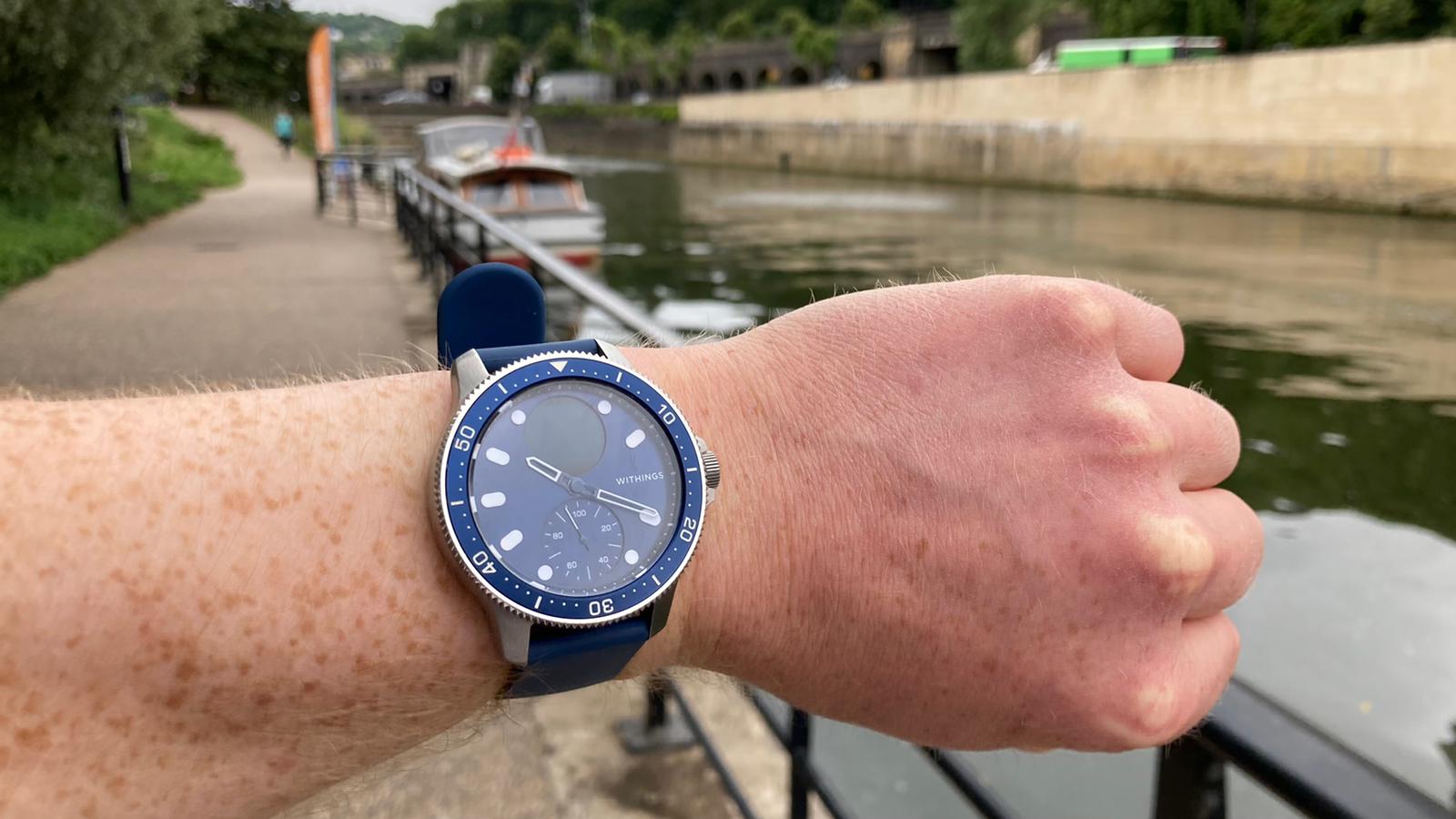 Withings ScanWatch Horizon being tested on wrist