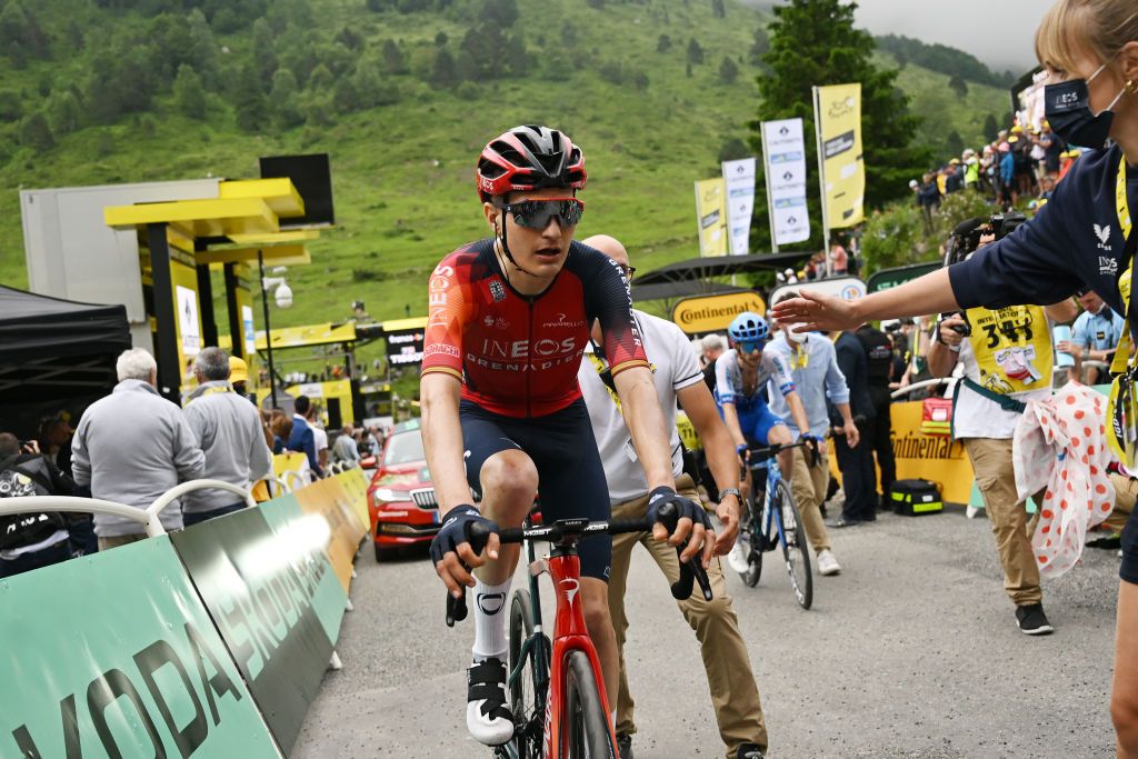 CAUTERETSCAMBASQUE FRANCE JULY 06 Carlos Rodriguez Cano of Spain and Team INEOS Grenadiers crosses the finish line during the stage six of the 110th Tour de France 2023 a 1449km stage from Tarbes to CauteretsCambasque 1355m UCIWT on July 06 2023 in CauteretsCambasque France Photo by David RamosGetty Images