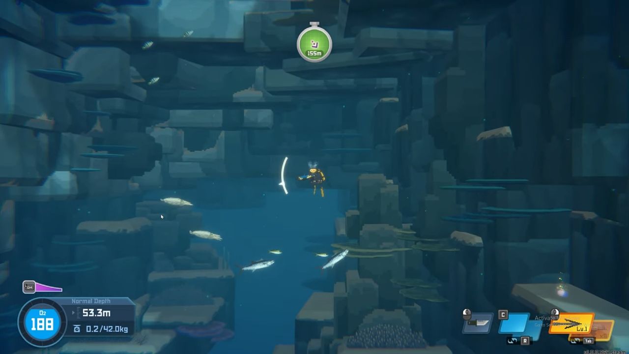 Dave the diver hunting cuttlefish