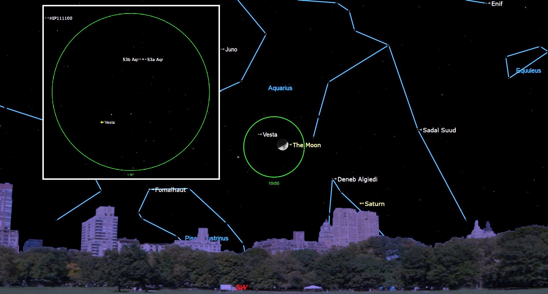 Half-moon approaches vesta