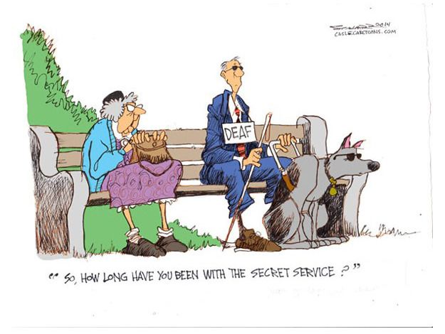 Political cartoon Secret Service security