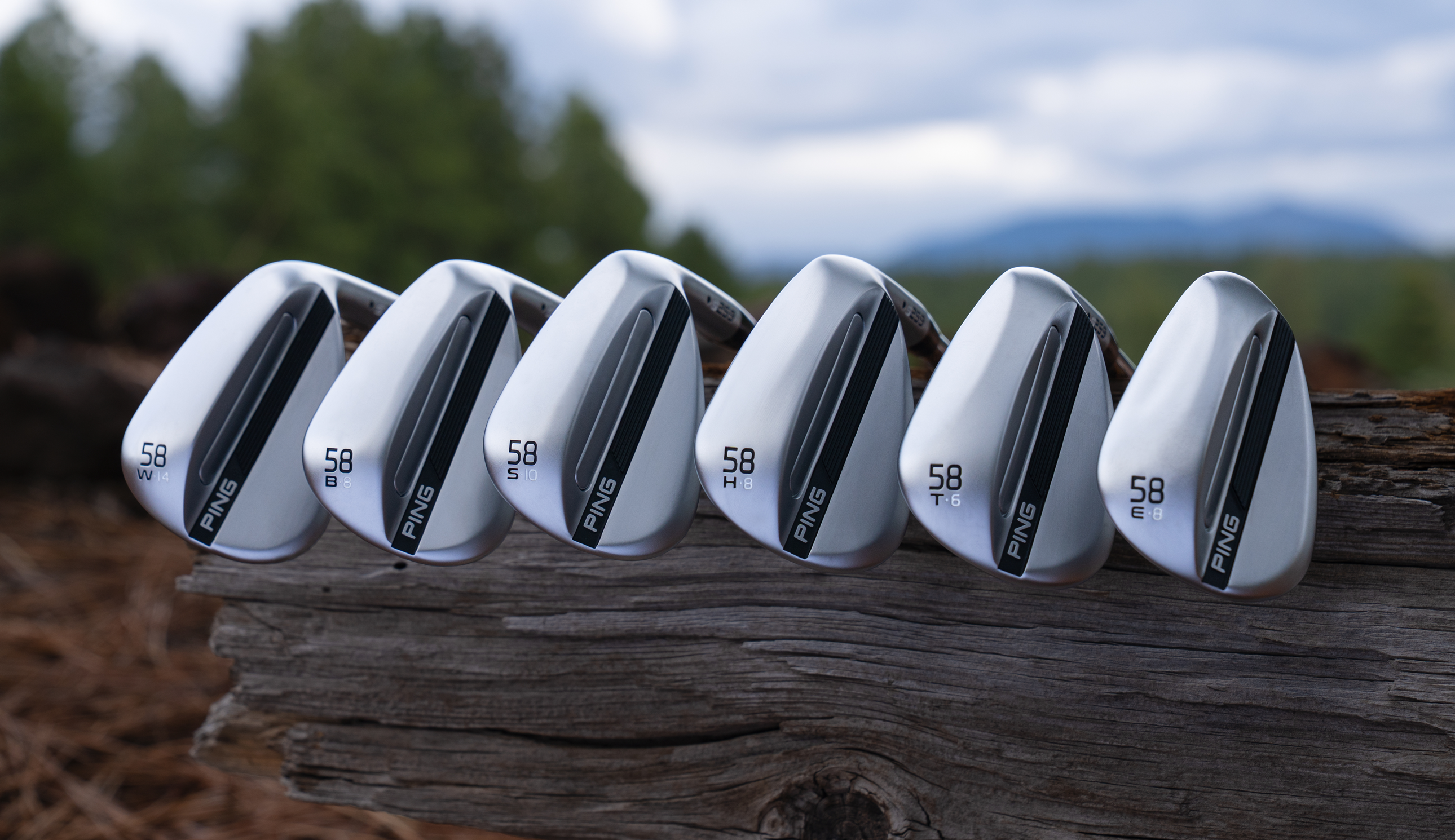 Six Ping wedges lined up