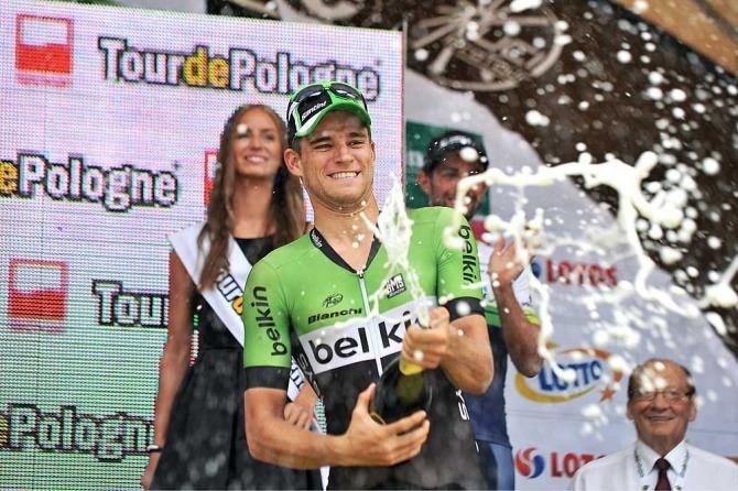 Theo Bos (Belkin) celebrates his stage victory