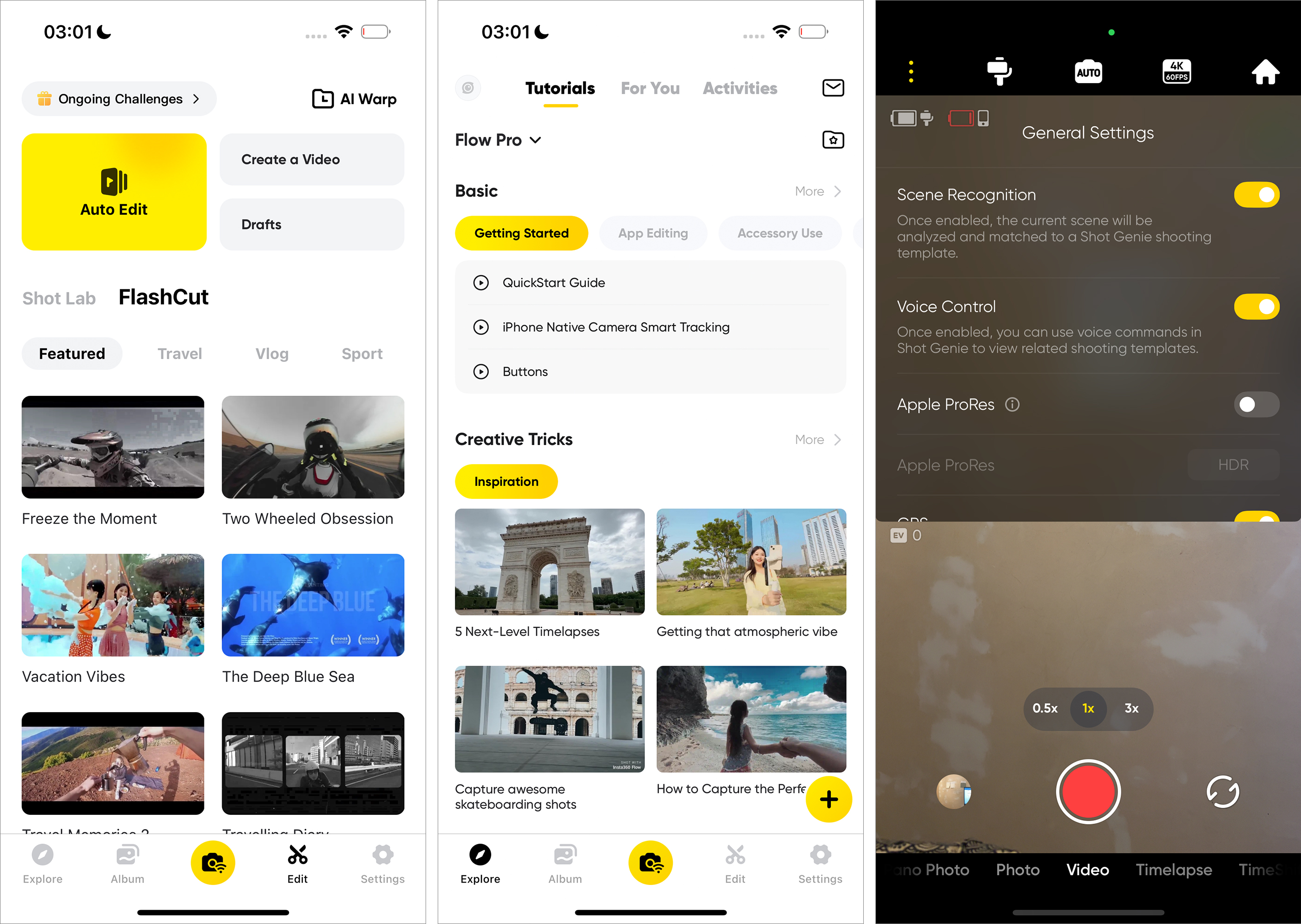 Insta360 Flow Pro review app screenshots