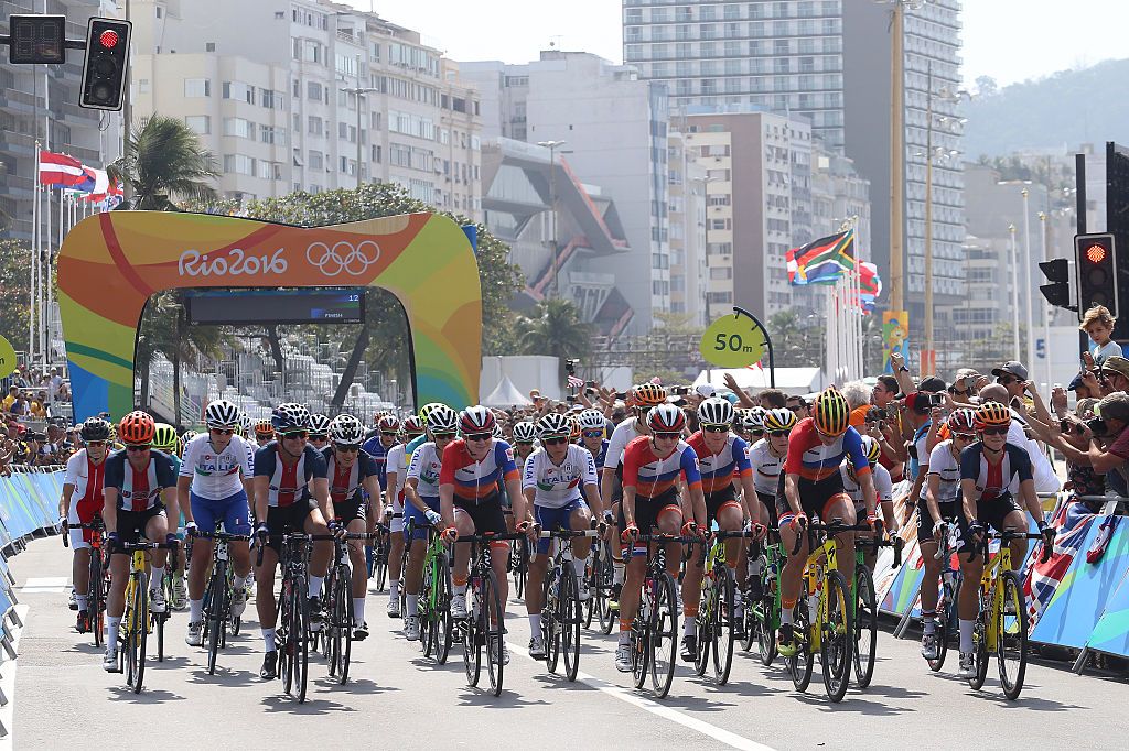 Cycling: 31st Rio 2016 Olympics / Women&#039;s Road Race
Start / Marianne VOS (NED)/ Anna VAN DER BREGGEN (NED)/ Ellen VAN DIJK (NED)/ Annemiek VAN VLEUTEN (NED)/ NETHERLANDS Team (NED)/
Fort Copacabana - Fort Copacabana (136,9km)
Cycling Road / Summer Olympic Games / (c)Tim De Waele
