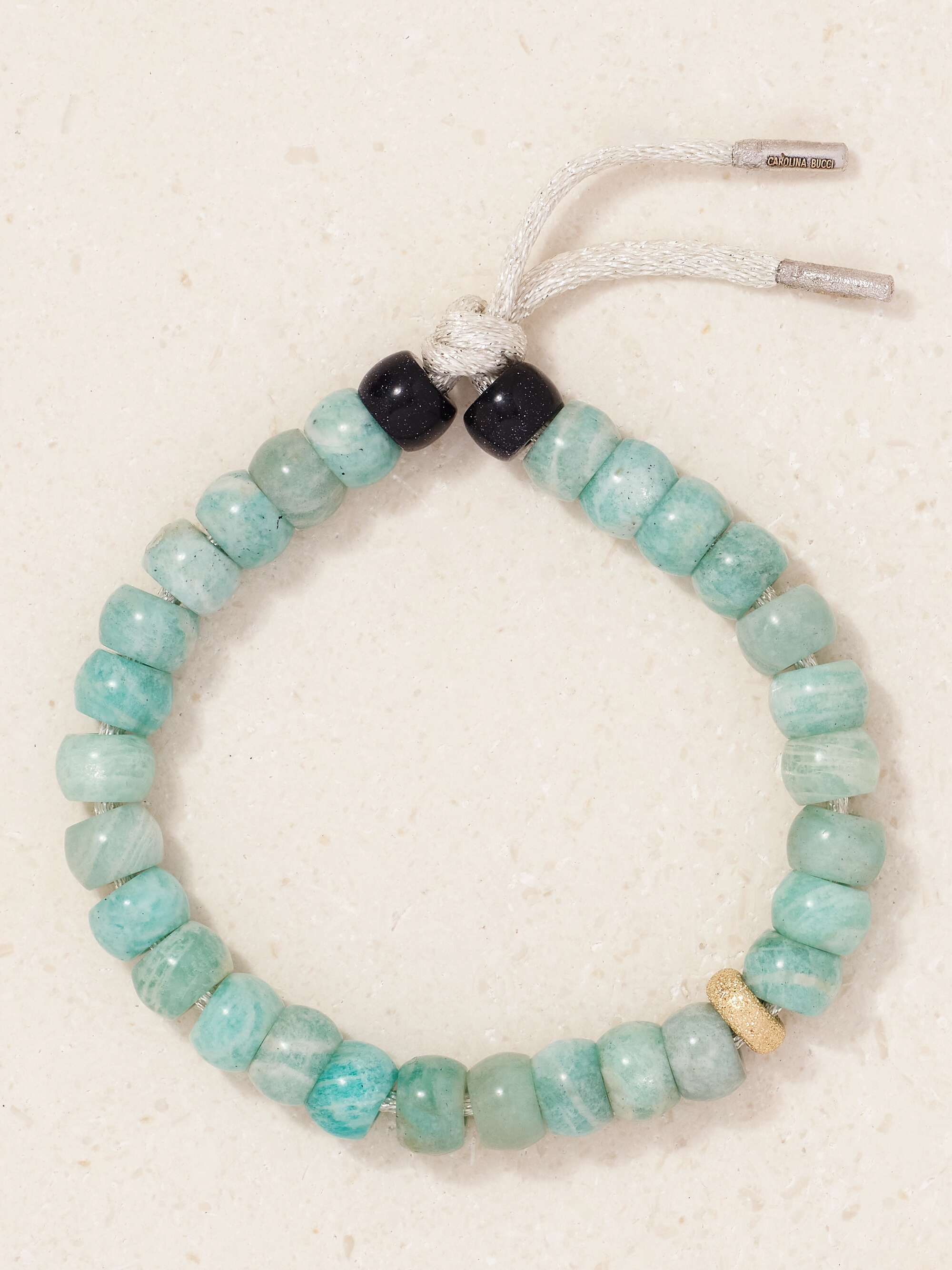 New York Forte 18-Karat Yellow and White Gold Amazonite and Goldstone Bracelet