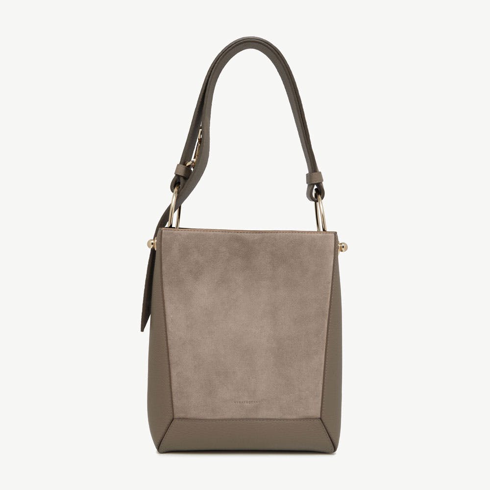 Lana Midi Bucket Bag - Taupe Suede