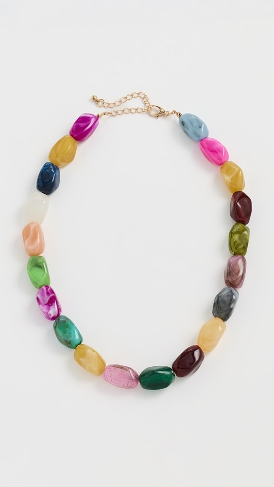 Adina Eden Gold Chain & multicolored bead necklace