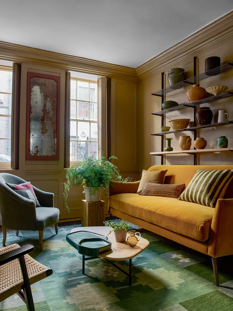Living room with Kohl and Chalk Berber rug, Luke Irwin