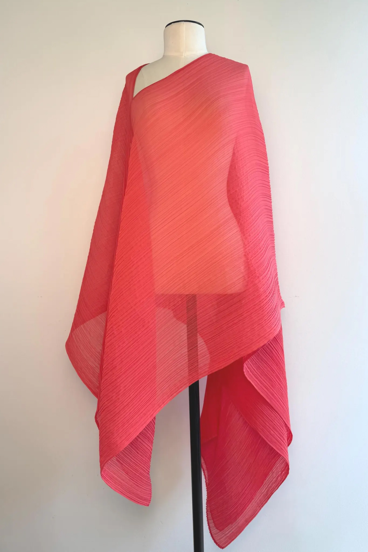 Issey Miyake Pleats Please, 90s Madam T With Book Coral Poncho