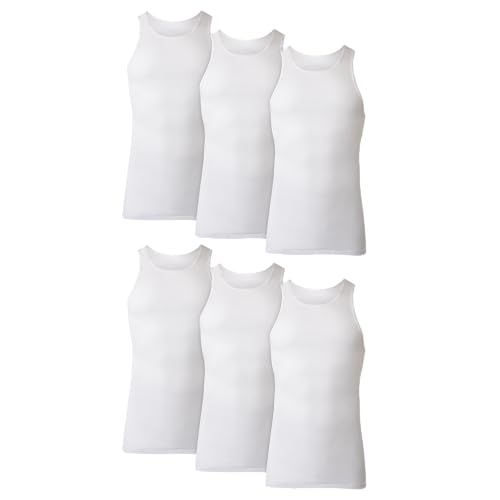 Hanes Men's Moisture-Wicking Ribbed, Lightweight Cotton Tank Undershirts, White , Small ,6 Count ( Pack of 1)