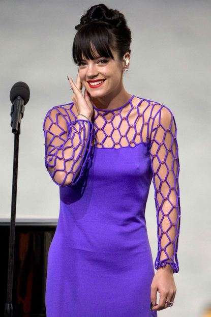 Lily Allen purple dress, Cannes 2014