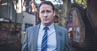 Tony Hutchinson struggles with Harry Thompson’s confession that he killed Amy in Hollyoaks.