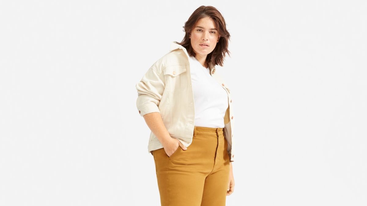 Clothing, Khaki, Waist, Beige, Standing, Tan, Yellow, Neck, Trousers, Sleeve, 