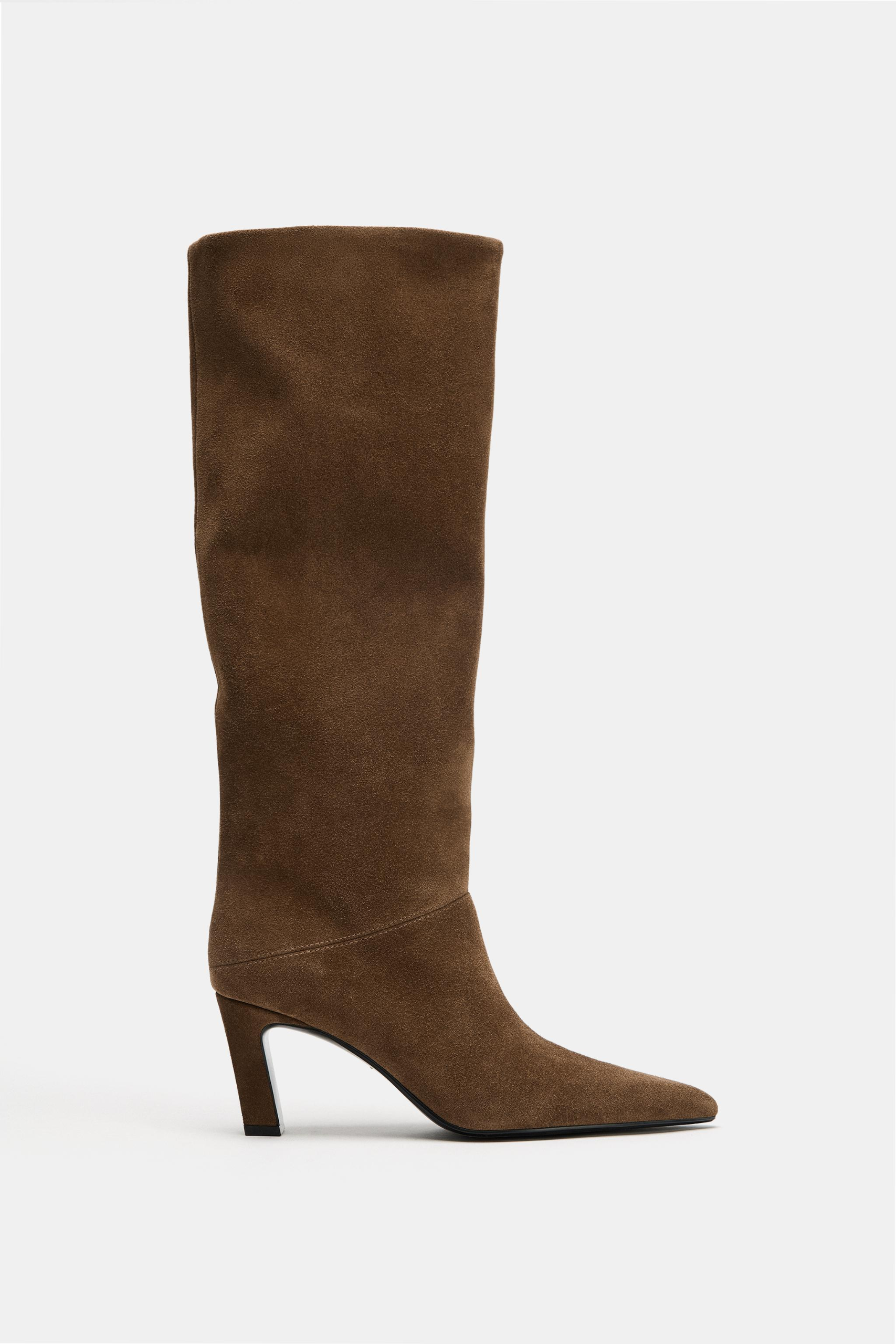 ZARA, Split Suede Knee-High Boots