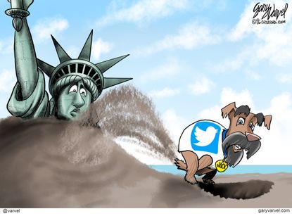 Editorial Cartoon U.S. Jack Dorsey Twitter democracy
