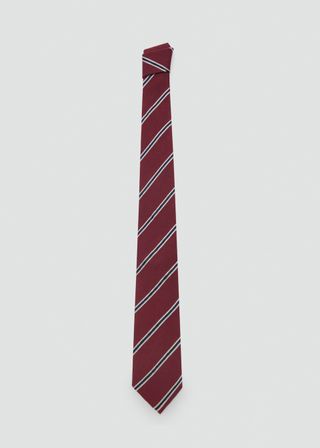 MANGO, Striped Silk Cotton Tie 