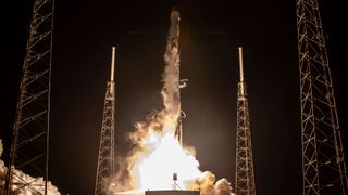 A SpaceX Falcon 9 rocket launches the CRS-17 Dragon cargo mission for NASA in May 2019. The same booster will make its fourth flight to launch SpaceX's Starlink-4 mission on Sunday, Feb. 16, 2020.