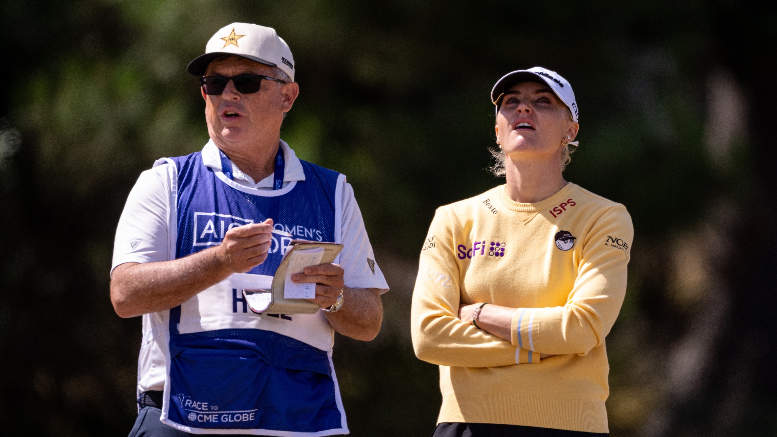 Charley Hull and caddie Adam Woodward at the AIG Women's Open