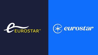 The old Eurostar logo and new Eurostar logo side by side