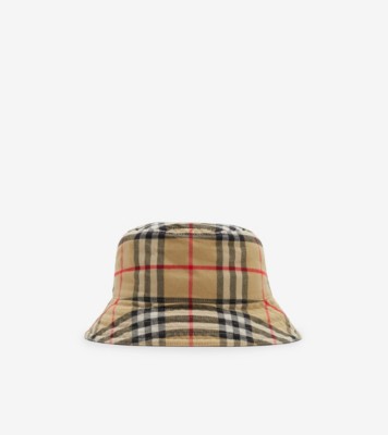 Check Cotton Bucket Hat in Archive Beige - Men | Burberry® Official