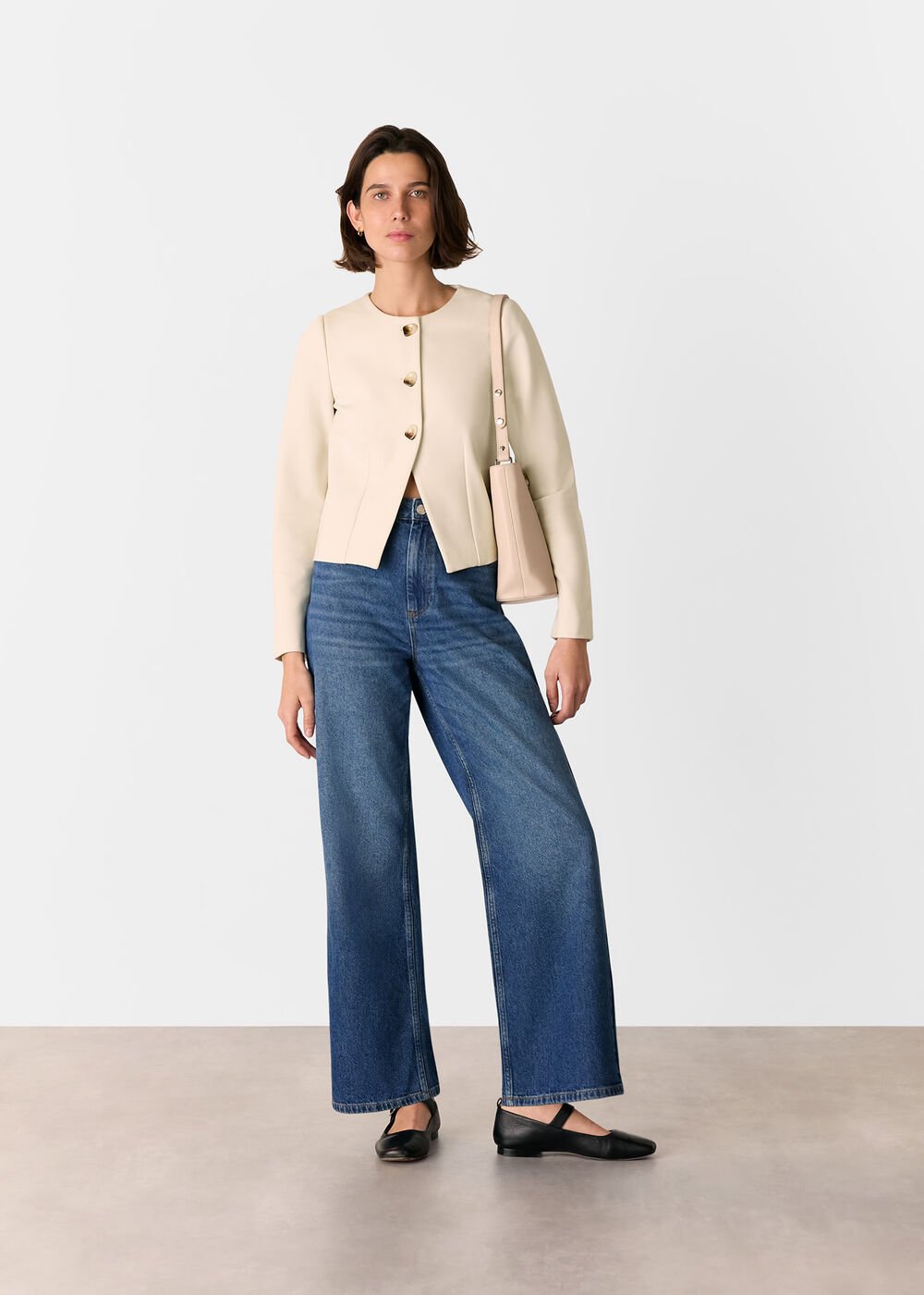 Ivory Anne Ponte Button Jacket