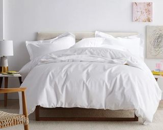 Bed with white bedding