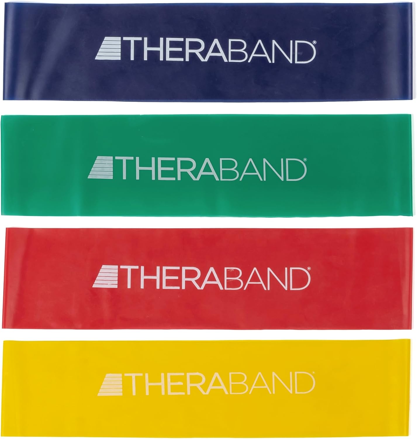 Theraband Resistance Band Loop Set, Pack of 4, 18&quot; Color Coded Exercise Bands From Beginner to Advanced Levels, for Strength, Stretching, Home Workouts, Pilates, Physical Therapy, for Men and Women