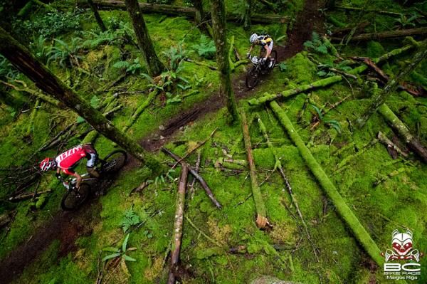 Neil Kindree and Jason Sager enjoy an afternoon rip through the woods.
