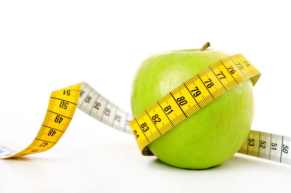 apple, waist circumference, measuring tape