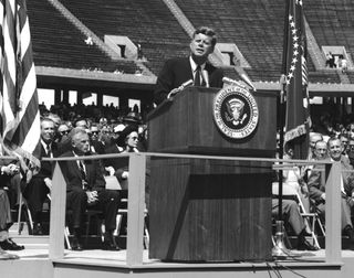 John F. Kennedy Speaking at Rice Stadium
