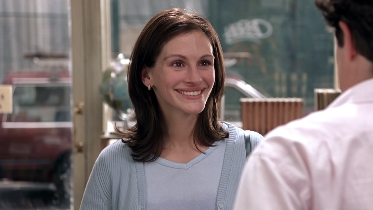 Anna smiling tearfully in Notting Hill