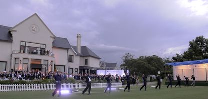 Argentina's representatives drive-in to mark the start of the Latin America Amateur Championship