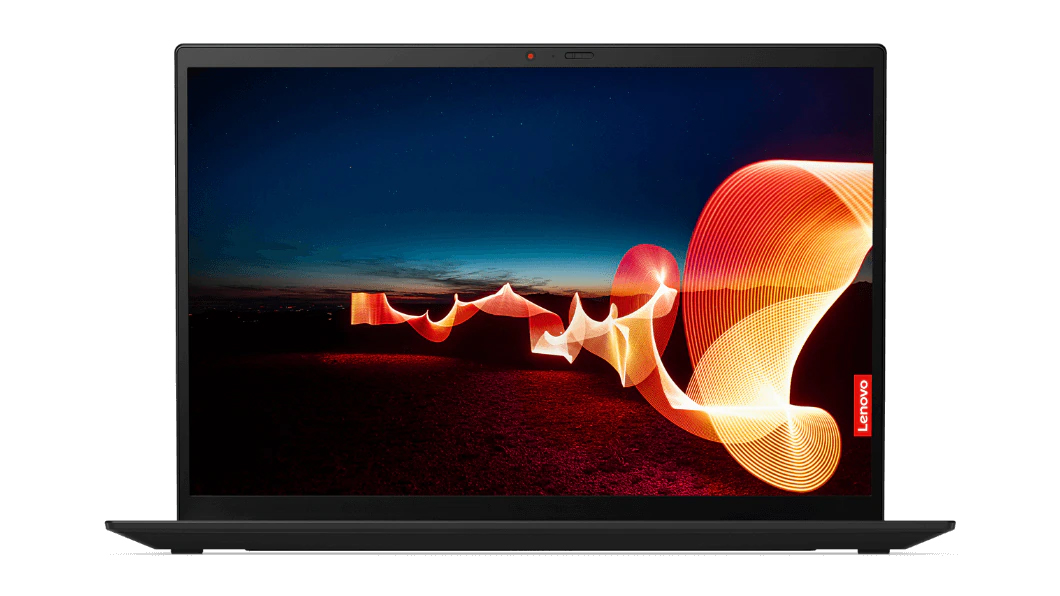 The Lenovo ThinkPad X1 Carbon Gen 9 showing its display on a white background