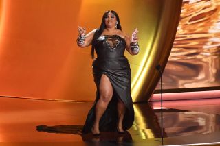 Lizzo:LOS ANGELES, CALIFORNIA - FEBRUARY 04: (FOR EDITORIAL USE ONLY) Lizzo speaks onstage during the 66th GRAMMY Awards at Crypto.com Arena on February 04, 2024 in Los Angeles, California