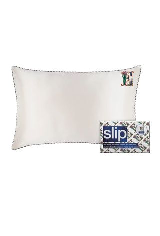 slip, Embroidered Pure Silk Queen Pillowcase