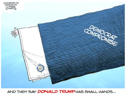 Political cartoon U.S. Trump democrats government shutdown compromise