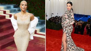 Two photos of Kim Kardashian at the Met Gala