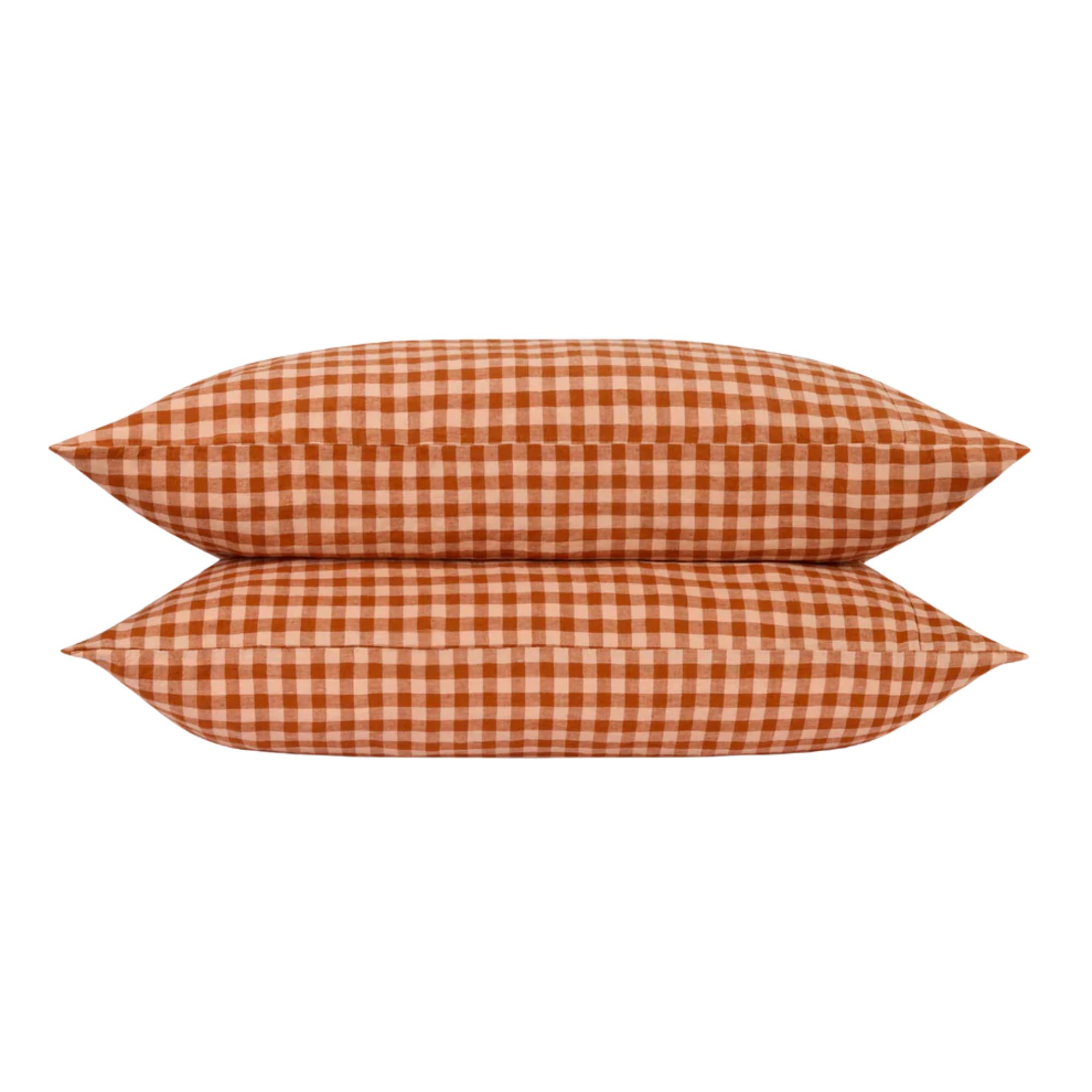 Cinnamon &amp;amp; Peach Drenched Gingham pillowcases