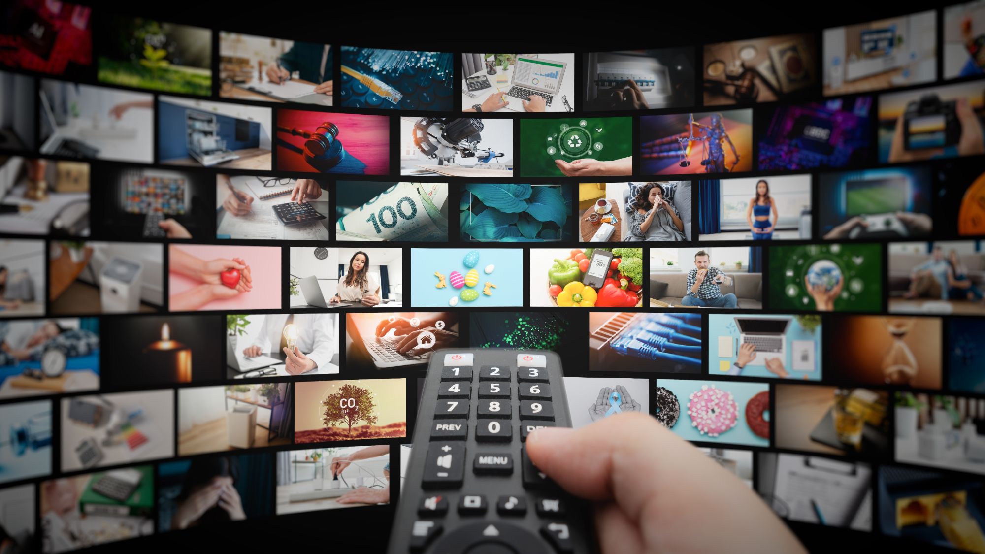 Wall of streaming screens