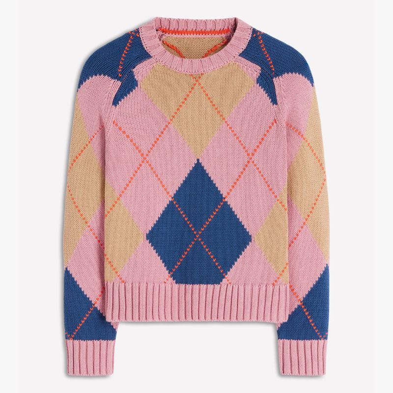 Boden pink argyle knit jumper