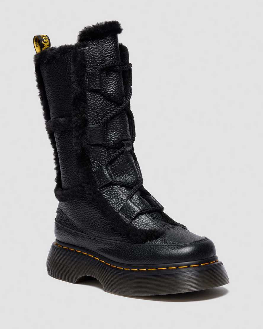 Dr Martens Buzz Lace Up Faux Fur Lined Grizzly Leather Boots