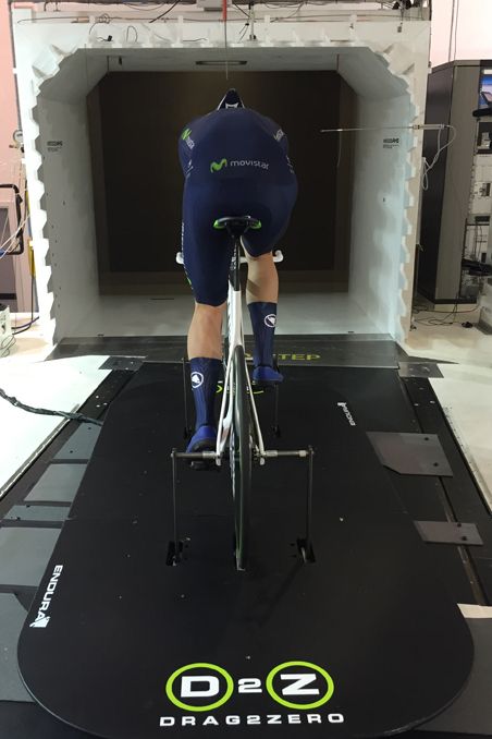 Alex Dowsett (Movistar) in the wind tunnel