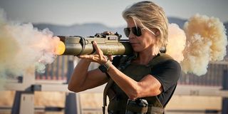 Linda Hamilton as Sarah Connor with rocket launcher in Terminator: Dark Fate